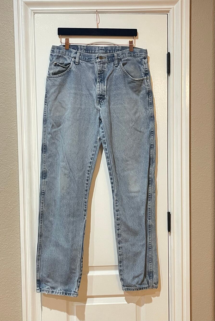 Wrangler Premium Quality Men's Light Blue Denim Jeans Size 36 x 34